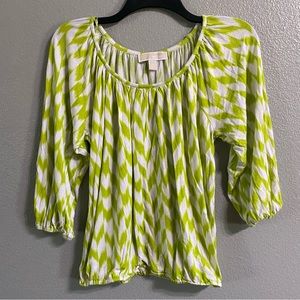 Michael Michael Kors Peasant Top Sz Petites L Large 3/4 Sleeve Pullover Stretch